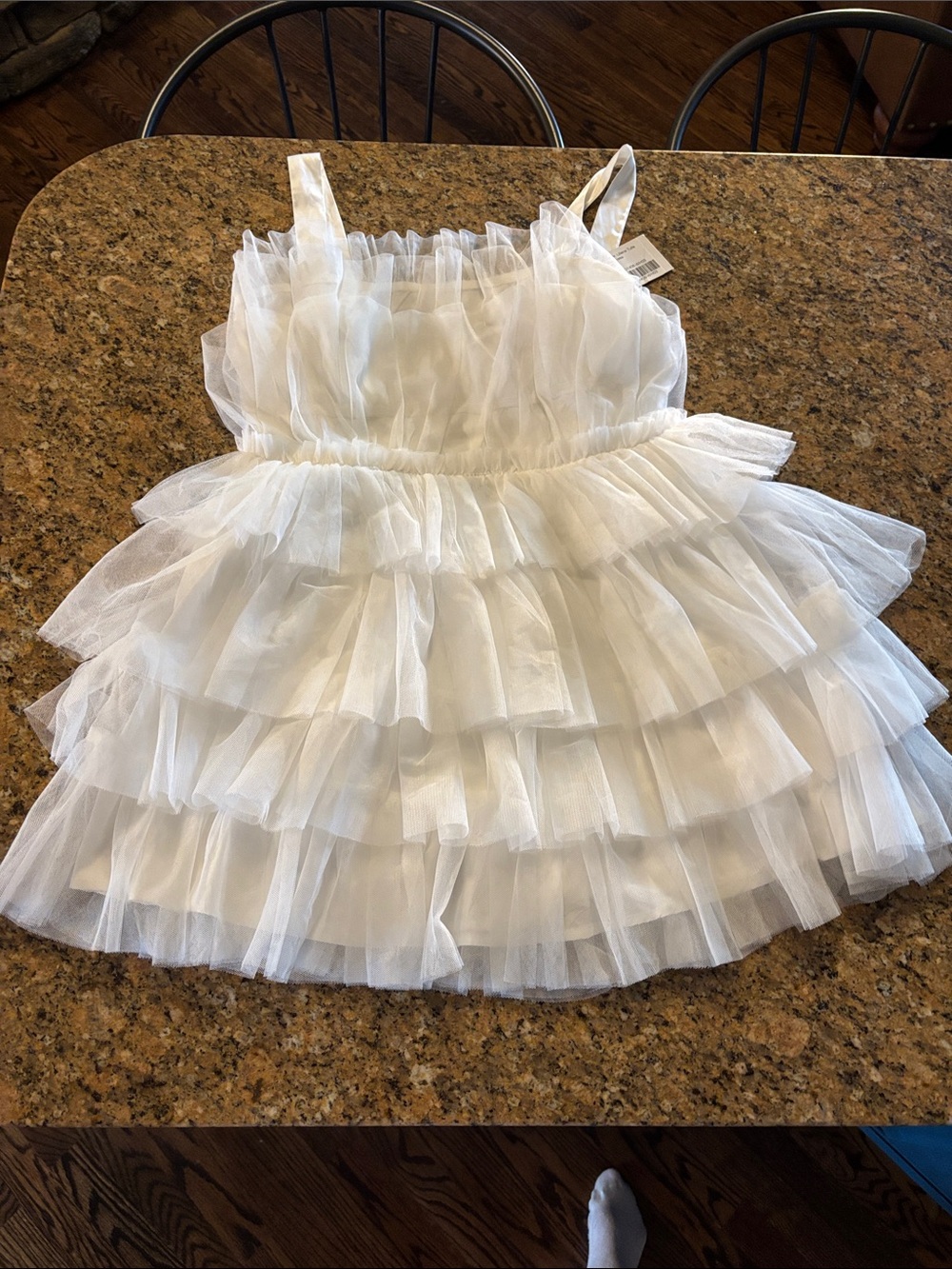 Birdy Grey Liliana White Tulle Tiered Mini Dress Size L NWT